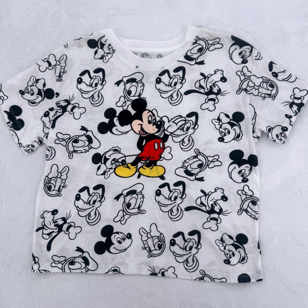 Disney Mickey & Friends White Embroidered Graphic Crop Top T-Shirt Womans Large